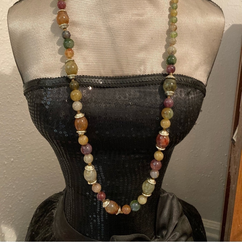 LONG multicolored bead necklace